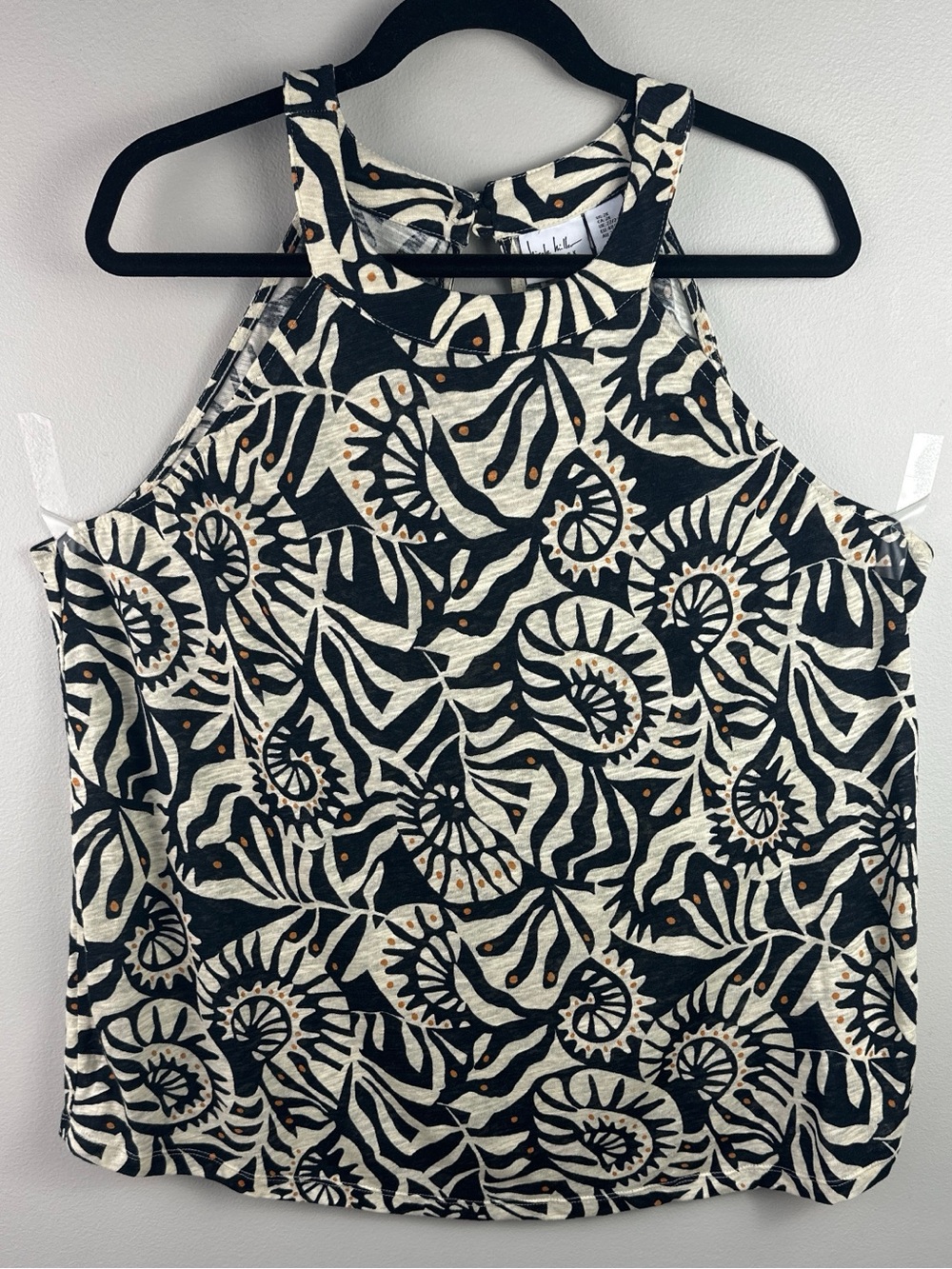 Nicole Miller New York Linen Halter Tank Top Abstract Shell Print NEW! - Picture 2 of 7